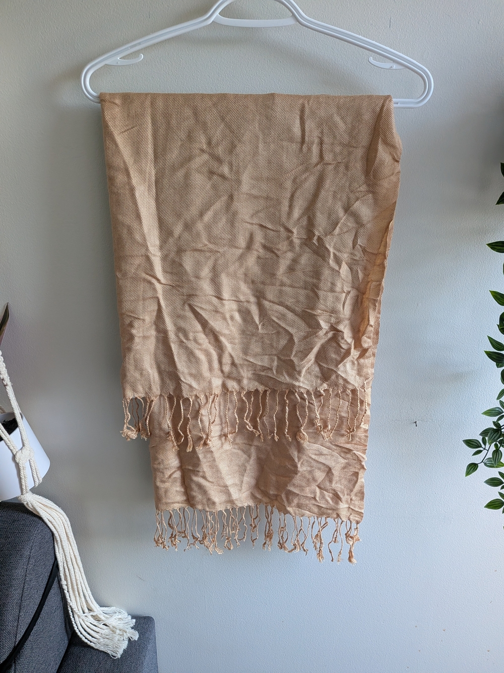 Light Tan Fringe Scarf For Women